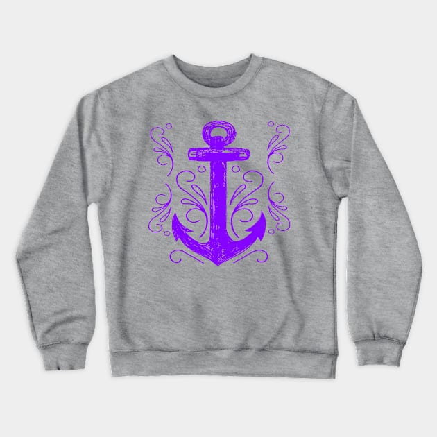 Purple Nautical Anchor Crewneck Sweatshirt by letnothingstopyou